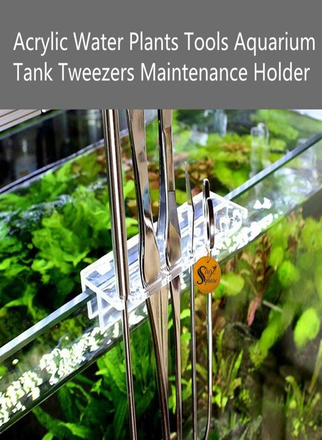 Sage Square Jumbo Size Professional Aquarium Tongs Scissor Long Stainless Steel Tool for Fish Tank, Aquatic Plant Cleaning (Wave Scissor & Acrylic Rack) - Image 2